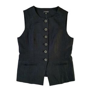 J.Crew Women’s Black Cutaway Vest Top In Linen Size 4